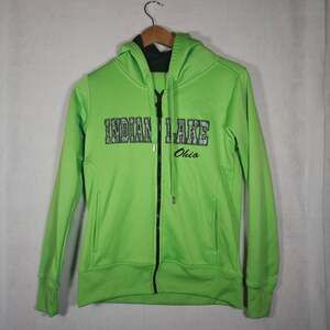 Indian Lake, Ohio Lime Green Full Zip Hoodie with Sparkles